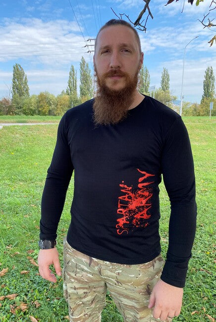 DRAGOWA Fit-T футболка з довгим рукавом RedWar, чорна 160g/m2
