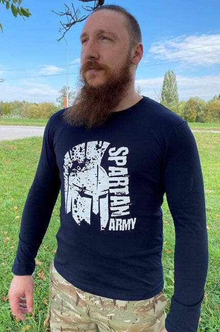 DRAGOWA Fit-T футболка з довгим рукавом León, темно-синя 160g/m2