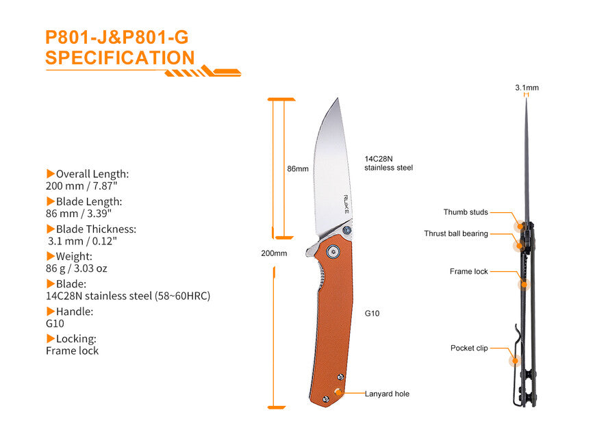 Ruike P801 ніж, зелений