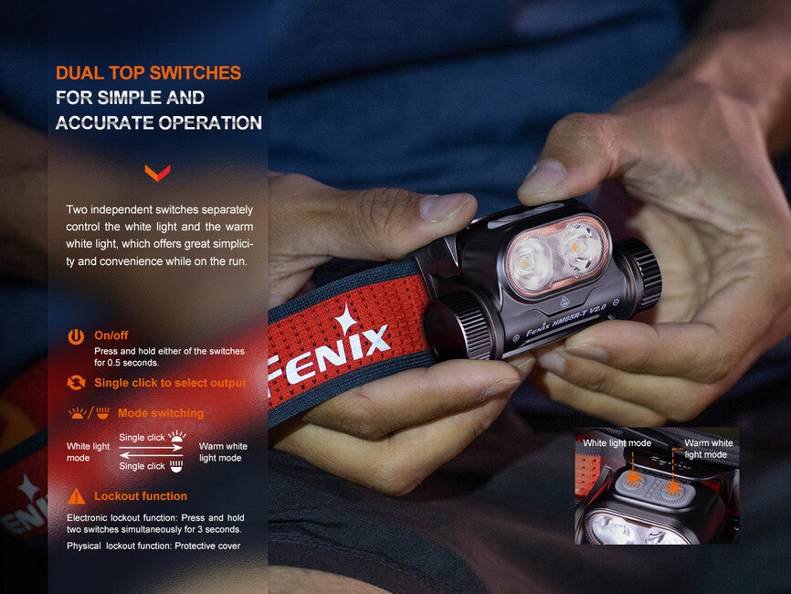 Fenix HM65R-T V2.0 перезаряджуваний налобний ліхтар, червоний