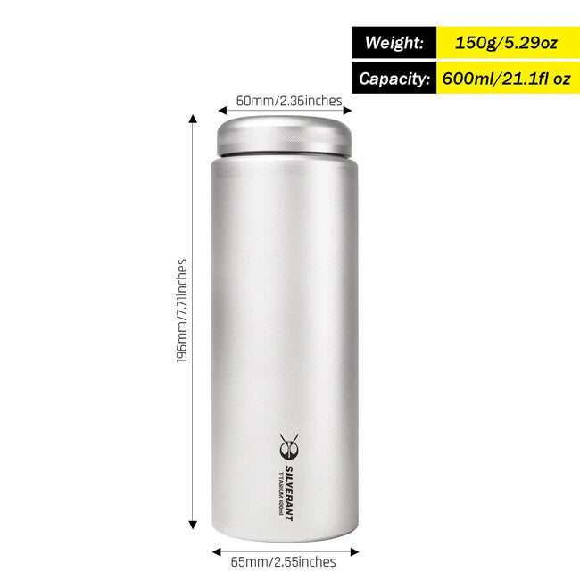 Silverant титанова пляшка з плоскою кришкою, 600 ml