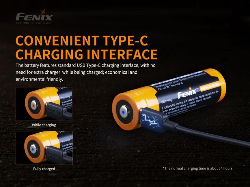 Fenix 21700 перезаряджана батарея Li-Ion 5000 мAh USB-C