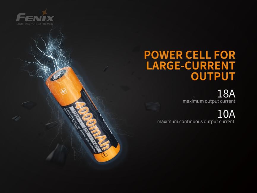 Fenix 21700 перезаряджана Li-Ion батарея, 4000 mAh