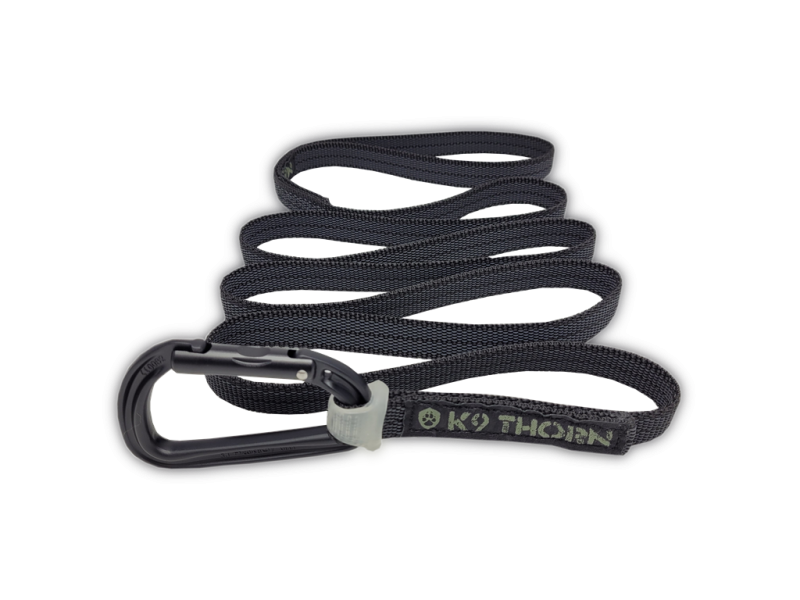 K9 Thorn противослизгівний повідець з карабіном Petzl, чорний, XL