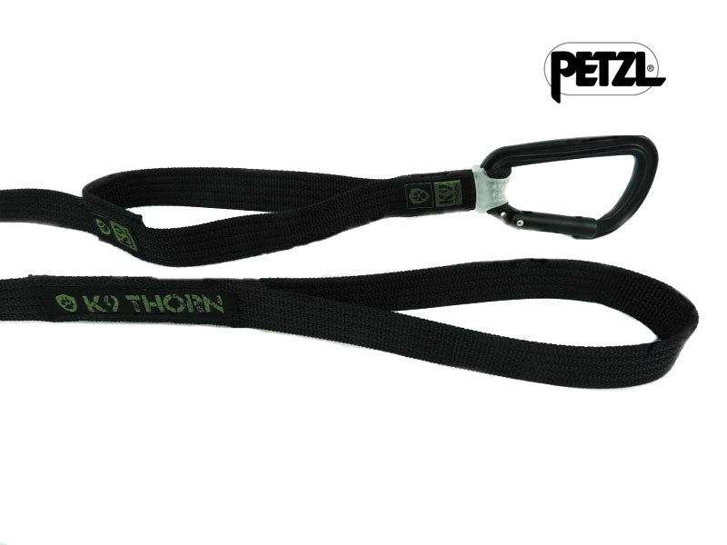 K9 Thorn повідець із подвійним хватом і карабіном petzl, чорний, XL
