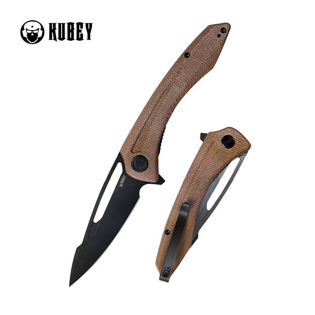 KUBEY Merced складаний ніж tan micarta