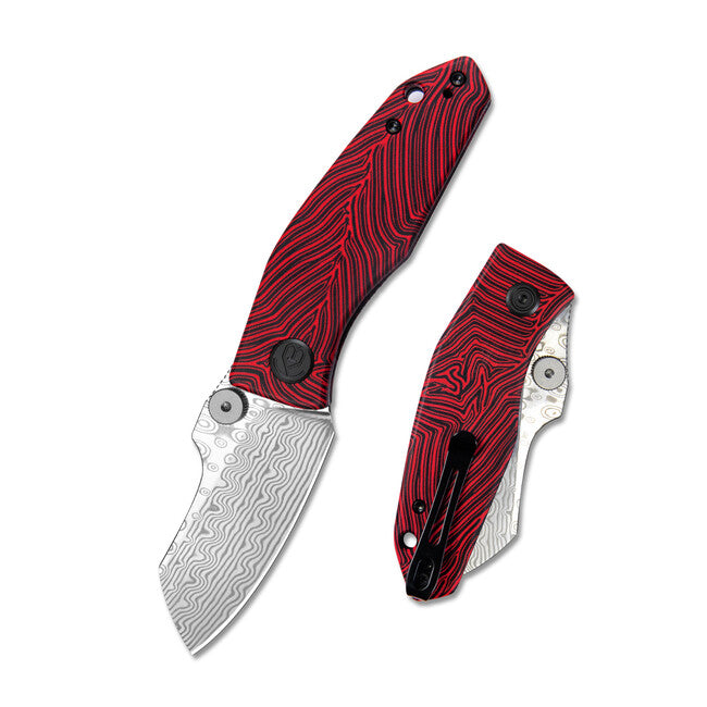 KUBEY Monsterdog складаний ніж Damascus & Red