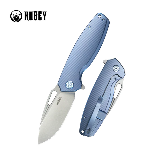 KUBEY Tityus склопивний ніж blue contoured titanium