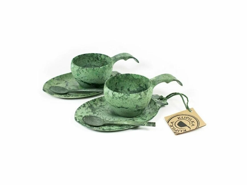Kupilka Slow down set 2 x чашка з тарілкою та ложкою Green, зелена