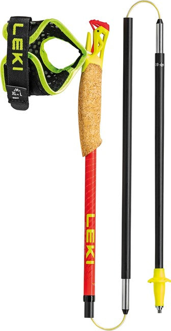 LEKI Ultratrail FX.One Superlite палиці для трейлу, яскраво-червона-неонова жовта-натуральний вуглець