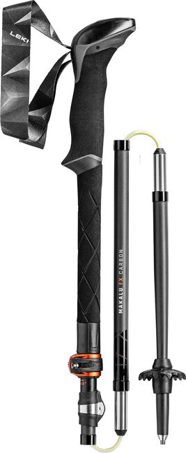 LEKI Makalu FX Carbon треккінгові палиці, чорно-помаранчево-природна вуглецева, 110–130 см