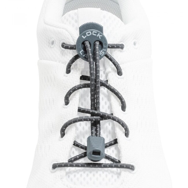 Lock Laces шнурки для взуття, рефлективні темно-сірі
