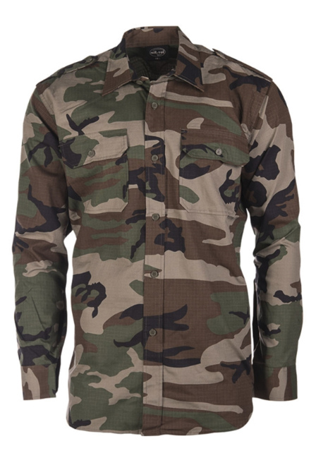 Mil-Tec рип-стоп сорочка з довгим рукавом, woodland