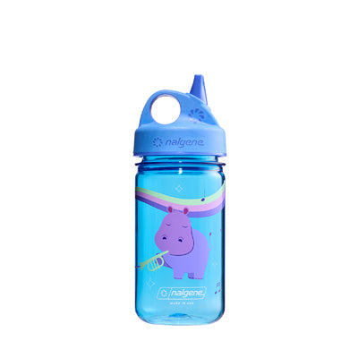 Nalgene пляшка для води Grip-n-Gulp Sustain дитяча 0,35 л з кришкою, синя, музичний бегемот