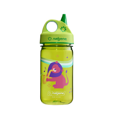 Nalgene Grip-n-Gulp Sustain пляшка для води дитяча 0,35 л з кришкою, зелена, музичний лев