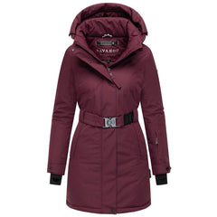 Navahoo parka зимові жіноча FROSTKUSS 14 з знімною капюшоном та поясом, бордовий