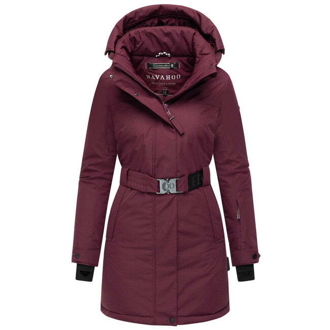 Navahoo parka зимові жіноча FROSTKUSS 14 з знімною капюшоном та поясом, бордовий