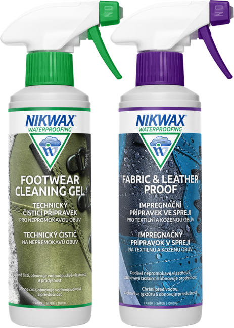 Nikwax Twin Fabric & Leather Spray / Footwear Cleaning Gel набір 2 шт. засобів 300ml