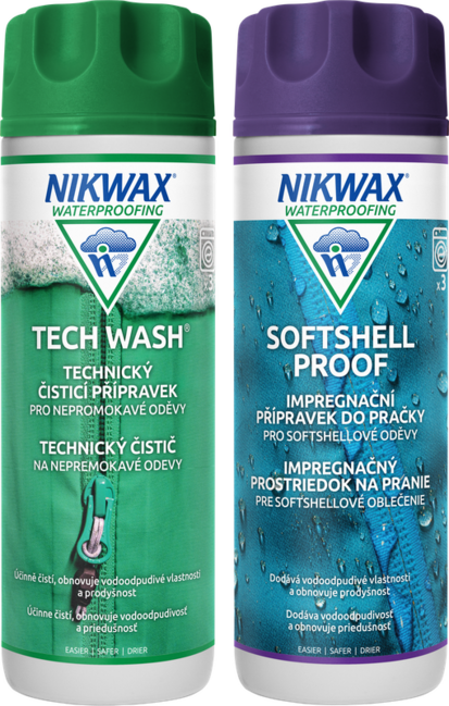 Nikwax Twin Tech Wash / Softshell Proof Wash-In набір засобів 2 шт., 300 мл