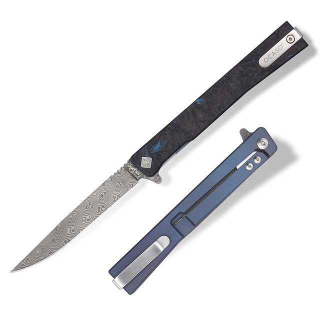 OCASO Solstice складаний ніж Damascus Blue