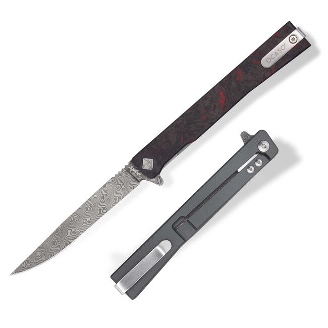 OCASO Solstice складаний ніж Damascus Red
