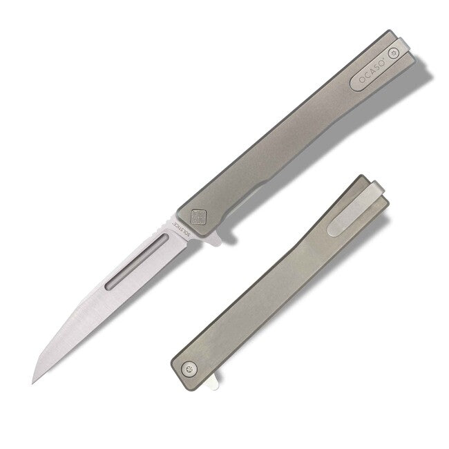 OCASO Solstice складний ніж Titanium + Satin / Wharncliffe