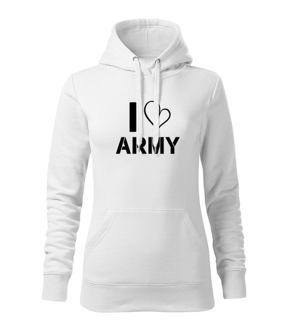 DRAGOWA i love army толстовка з капюшоном жіноча, жовта 320g/m2