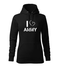 DRAGOWA жіноче худі I love army 320 g/m², чорне