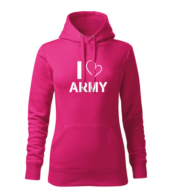 DRAGOWA i love army толстовка з капюшоном жіноча, рожева 320g/m2