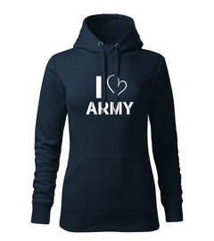 DRAGOWA жіноче худі I love army 320 g/m², темно-синє