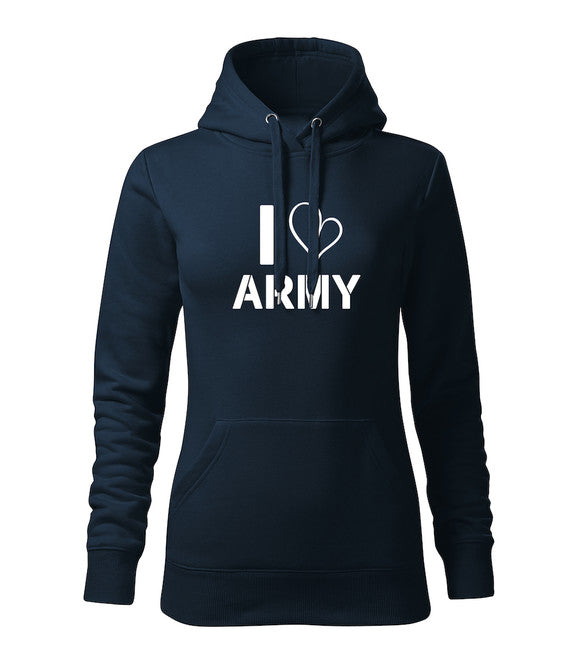 DRAGOWA i love army толстовка з капюшоном жіноча, темно-синя 320g/m2