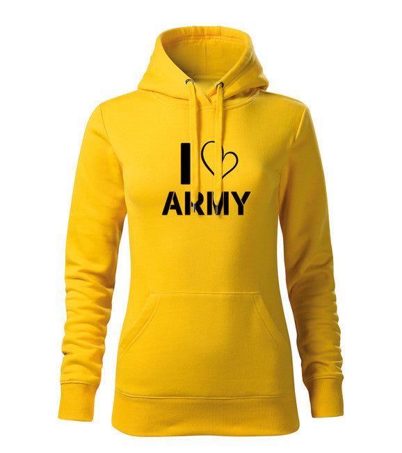 DRAGOWA i love army толстовка з капюшоном жіноча, жовта 320g/m2
