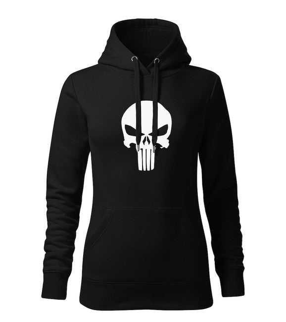 DRAGOWA толстовка жіноча з капюшоном punisher, чорна 320g/m2