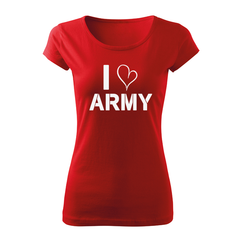 DRAGOWA жіноча футболка з коротким рукавом I love army 150 g/m², червона