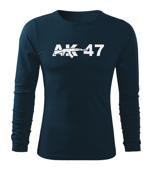 DRAGOWA Fit-T футболка з довгим рукавом AK-47, темно-синя 160g/m2