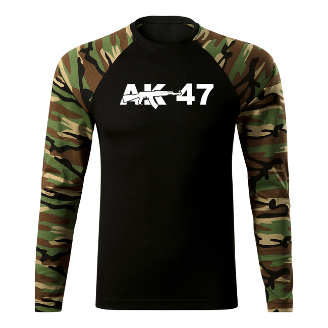 DRAGOWA Fit-T футболка з довгим рукавом AK-47, woodland 160gm2