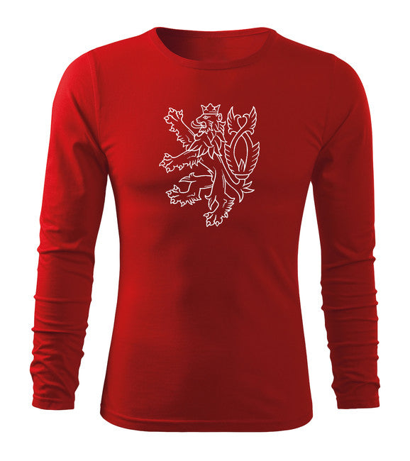 DRAGOWA Fit-T футболка з довгим рукавом чеський лев, червона 160g/m2