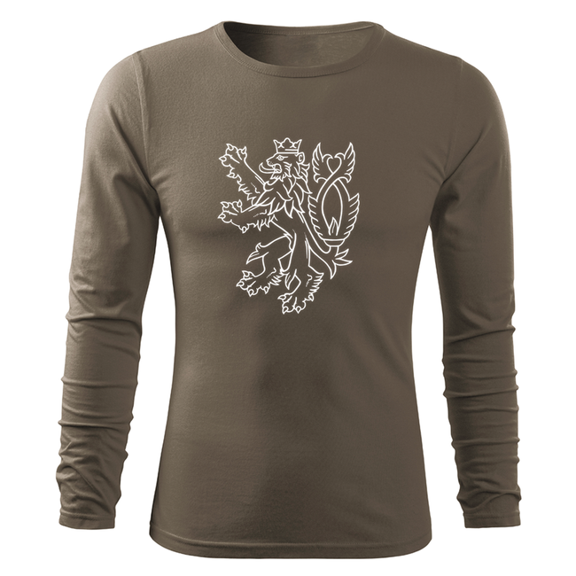 DRAGOWA Fit-T футболка з довгим рукавом чеський лев, оливкова 160g/m2