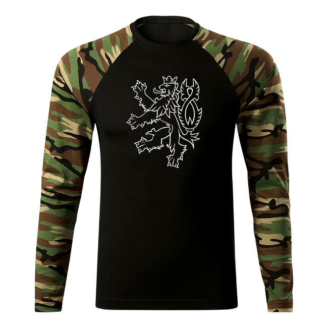 DRAGOWA Fit-T футболка з довгим рукавом чеський лев, woodland 160gm2