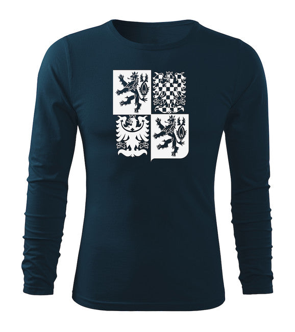 DRAGOWA Fit-T футболка з довгим рукавом чеський великий знак, темно-синя 160g/m2