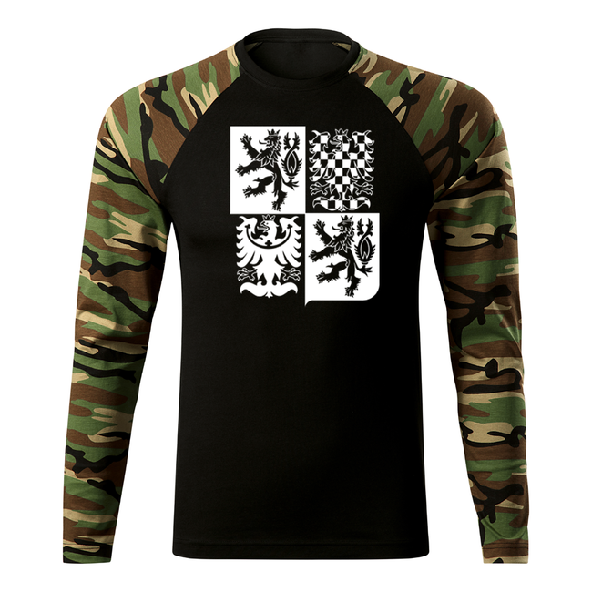 DRAGOWA Fit-T футболка з довгим рукавом чеський великий знак, woodland 160gm2