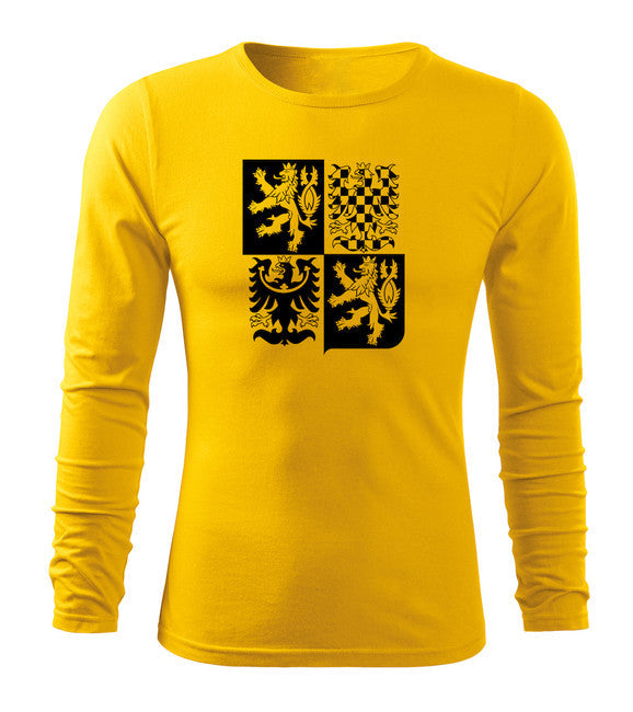 DRAGOWA Fit-T футболка з довгим рукавом чеський великий знак, жовта 160g/m2