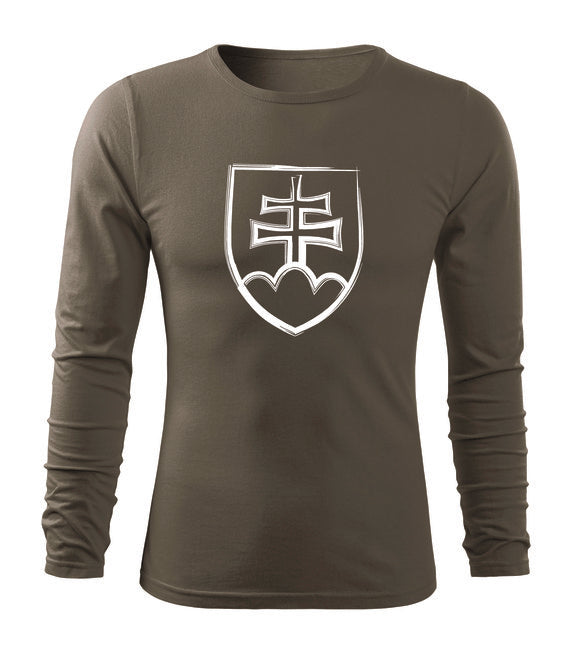 DRAGOWA Fit-T футболка з довгим рукавом словацький знак 160g/m2, оливкова
