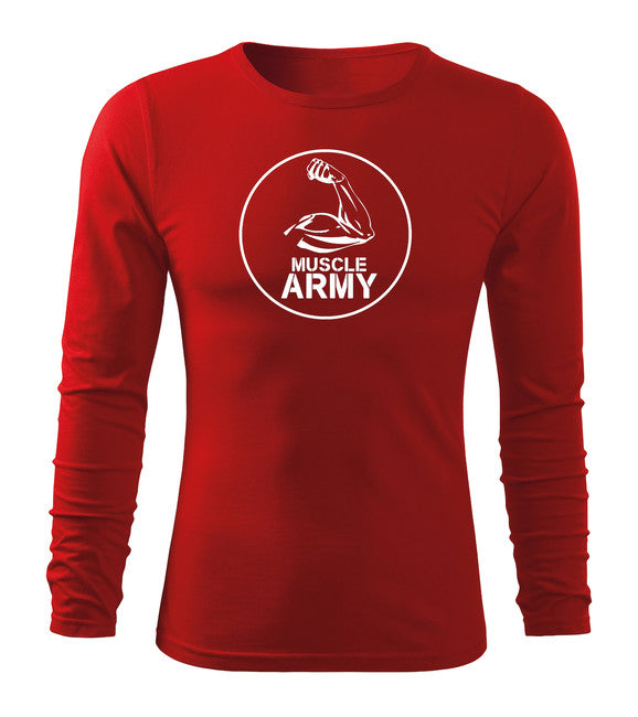 DRAGOWA Fit-T футболка з довгим рукавом muscle army biceps, червона 160g/m2