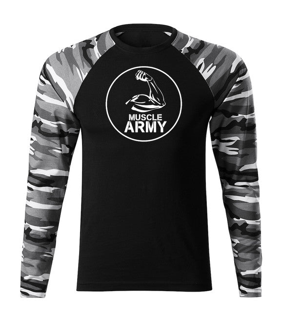 DRAGOWA Fit-T футболка з довгим рукавом muscle army biceps, чорна 160gm2