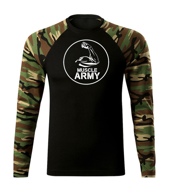 DRAGOWA Fit-T футболка з довгим рукавом muscle army biceps, woodland 160gm2