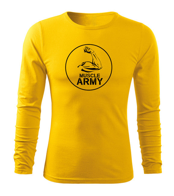 DRAGOWA Fit-T футболка з довгим рукавом muscle army biceps, жовта 160g/m2