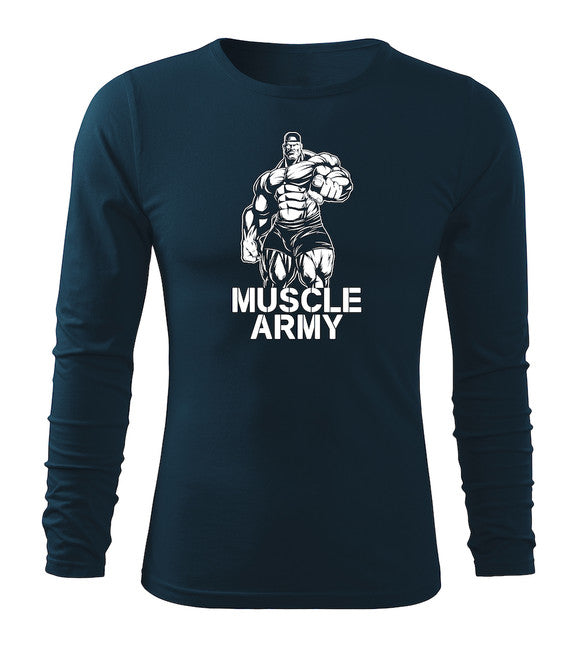 DRAGOWA Fit-T футболка з довгим рукавом muscle, темно-синя 160g/m2