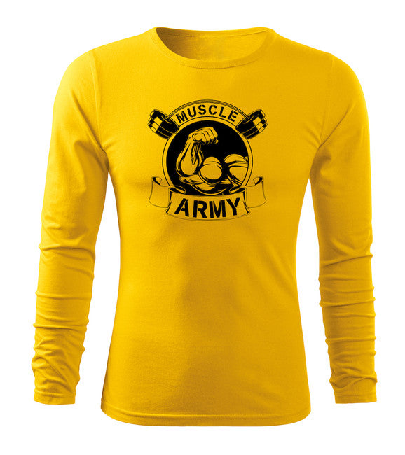 DRAGOWA Fit-T футболка з довгим рукавом muscle армійська оригінал, жовта 160g/m2