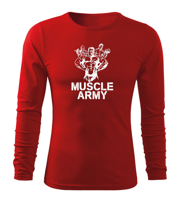 DRAGOWA Fit-T футболка з довгим рукавом muscle army team, червона 160g/m2